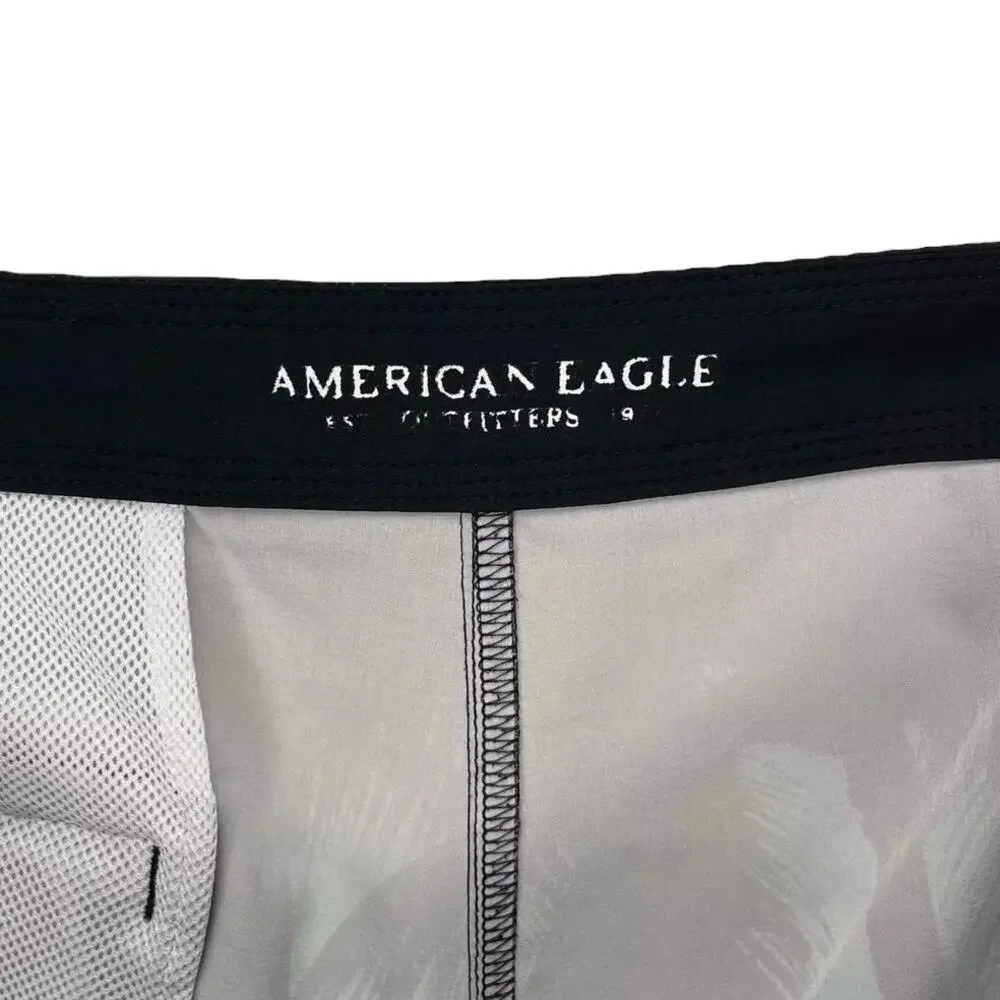 AMERICAN EAGLE Men's SWIM TRUNKS Palm Pink Blue PALM TREES Size MEDIUM